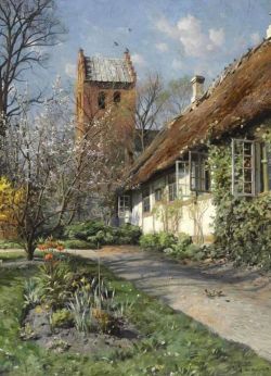Peder Mork Monsted Springtime At Stenlose Church 1919 reproduction peinte à la main