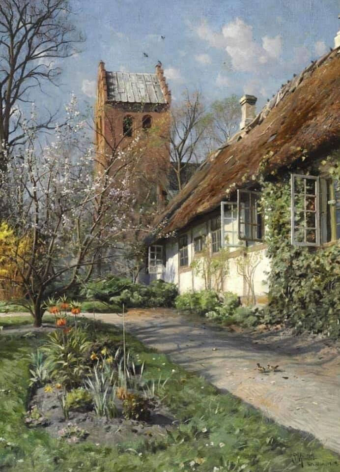 Peder Mork Monsted Springtime At Stenlose Church 1919