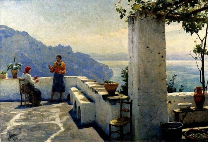 Peder Mork Monsted Terrace In Ravello Ca. 1930