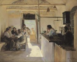 Peder Severin Kroyer Osteria In Ravello reproduction peinte à la main
