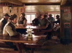Peter Kroyer Interior Of A Tavern 1886 reproduction peinte à la main