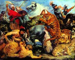 Peinture sur toile de Peter Paul Rubens Tiger And Lion Hunting reproduction peinte à la main