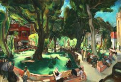 Phil Dike Sunday Afternoon In The Plaza De Los Angeles 1939 reproduction peinte à la main