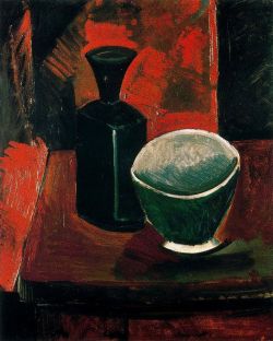 Peinture sur toile de Picasso Green Pan And Black Bottle reproduction peinte à la main