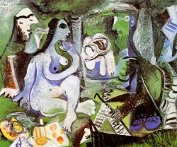 Peinture sur toile de Picasso Le Dejeneur Sur Herbe reproduction peinte à la main