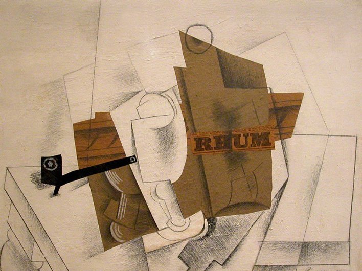 Picasso Pipe Verre Et Bouteille De Rhum - 1914