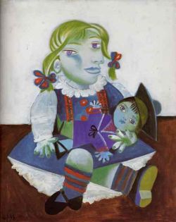 Peinture sur toile de Picasso Portrait Of Maya With Her Doll 73x60cm reproduction peinte à la main