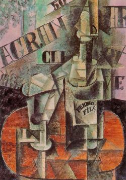 Peinture sur toile de Picasso Table In A Cafe Bottle Of Pernod reproduction peinte à la main