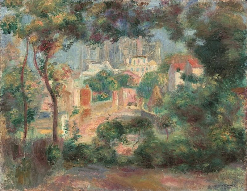 Pierre Auguste Renoir, Les jardins de Montmartre donnant vue sacré coeur en chantier