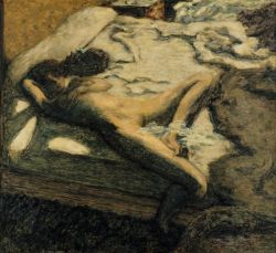 Pierre Bonnard, Femme assoupie sur un lit ou l'indolente ou Farniente, 1899 reproduction peinte à la main