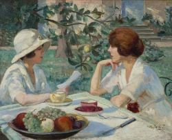 Pierre Dumont Tea Party In Garden reproduction peinte à la main