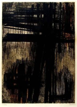 Peinture sur toile de Pierre Soulages Eau-forte Vii 1957 reproduction peinte à la main