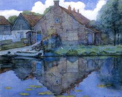Peinture sur toile de Piet Mondriaan House On The Gein reproduction peinte à la main