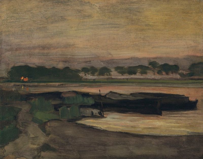 Piet Mondrian, Aan Ouderkerkerdijk bij de Omval in de Avond II, 1906-07