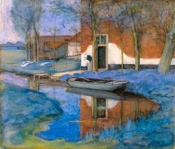 Peinture sur toile de Piet Mondrian House On A River 1902 reproduction peinte à la main