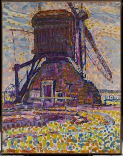 Peinture sur toile de Piet Mondrian The Winkel Mill Pointillist Version 1908 reproduction peinte à la main