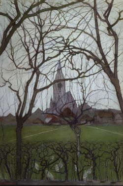 Peinture sur toile de Piet Mondrian Village Church C. 1898 reproduction peinte à la main