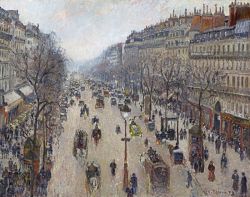 Pissarro, Boulevard Montmartre, Matin, Temps nuageux reproduction peinte à la main