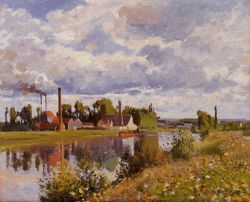 Peinture sur toile de Pissarro, L'Oise près de Pontoise reproduction peinte à la main