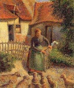 Pissarro, La bergère rentre ses moutons reproduction peinte à la main