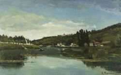 Pissarro, La Marne à Chennevières reproduction peinte à la main