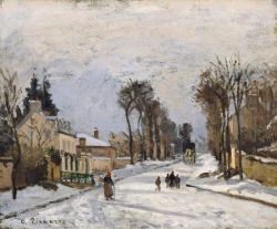 Pissarro, La route de Versailles à Louveciennes reproduction peinte à la main