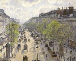 Pissarro, Le Boulevard Montmartre, Matinée de Printemps reproduction peinte à la main