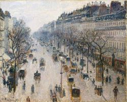 Pissarro, Le boulevard Montmartre un matin d'hiver reproduction peinte à la main