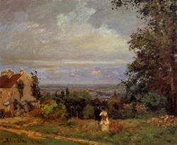 Pissarro, Paysage près de Louveciennes reproduction peinte à la main