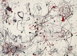 Peinture sur toile de Pollock, Number 4 - Grey And Red reproduction peinte à la main