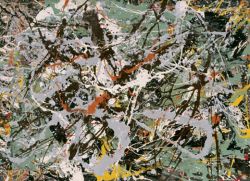 Peinture sur toile de Pollock, Untitled - Green Silver reproduction peinte à la main