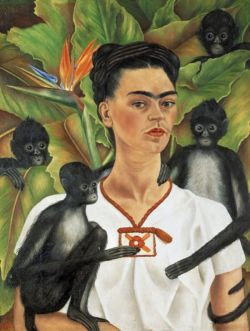 Peinture sur toile de Kahlo, Autoportrait avec des singes reproduction peinte à la main