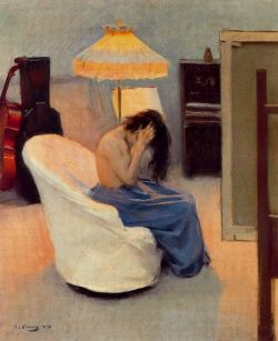 Ramon Casas Between Two Lights 1894 reproduction peinte à la main