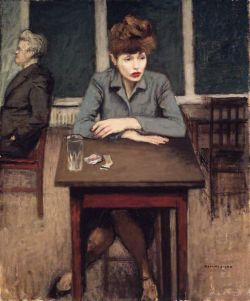 Raphael Soyer Cafe Scene 1946 reproduction peinte à la main