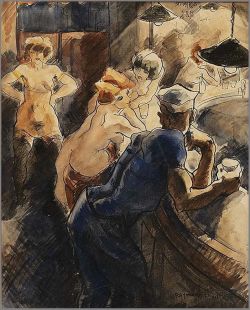 Raymond Feuillatte Bar De Marine Ca. 1940 reproduction peinte à la main