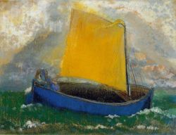 Peinture sur toile de Redon Barque Mystique reproduction peinte à la main