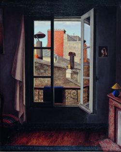 René Rimbert, Vue Sur La Ville Ou La Fenetre Ouverte - 1929 reproduction peinte à la main