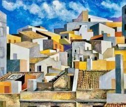 Renato Guttuso Tetti Di Alcamo 1976 reproduction peinte à la main