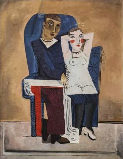 Peinture sur toile de Rene Guiette Man And Woman In A Gray Armchair reproduction peinte à la main