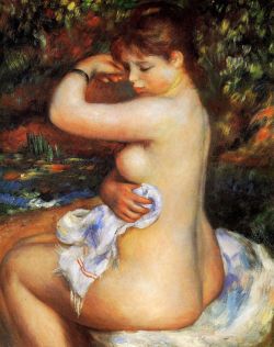 Peinture sur toile de Renoir, Après le bain reproduction peinte à la main