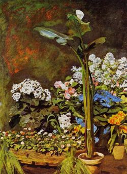 Peinture sur toile de Renoir, Arums et plantes de serre reproduction peinte à la main