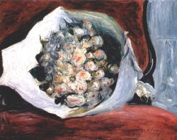 Peinture sur toile de Renoir, Bouquet dans une loge reproduction peinte à la main