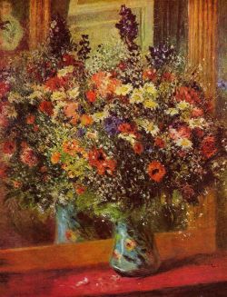 Peinture sur toile de Renoir, Bouquet devant un miroir reproduction peinte à la main