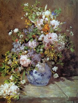 Peinture sur toile de Renoir, Bouquet printanier reproduction peinte à la main