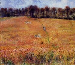 Peinture sur toile de Renoir, Chemin dans les grandes herbes reproduction peinte à la main