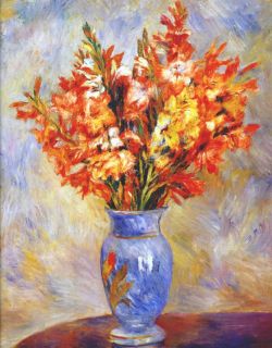 Peinture sur toile de Renoir, Glaïeuls reproduction peinte à la main