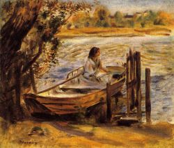 Peinture sur toile de Renoir, Jeune femme dans un bateau (Lise Trehot) reproduction peinte à la main