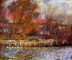 Peinture sur toile de Renoir, L'étang des canards reproduction peinte à la main