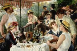 Peinture sur toile de Renoir, Le déjeuner des canotiers reproduction peinte à la main
