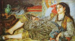 Peinture sur toile de Renoir, Odalisque - Une femme Algérienne reproduction peinte à la main